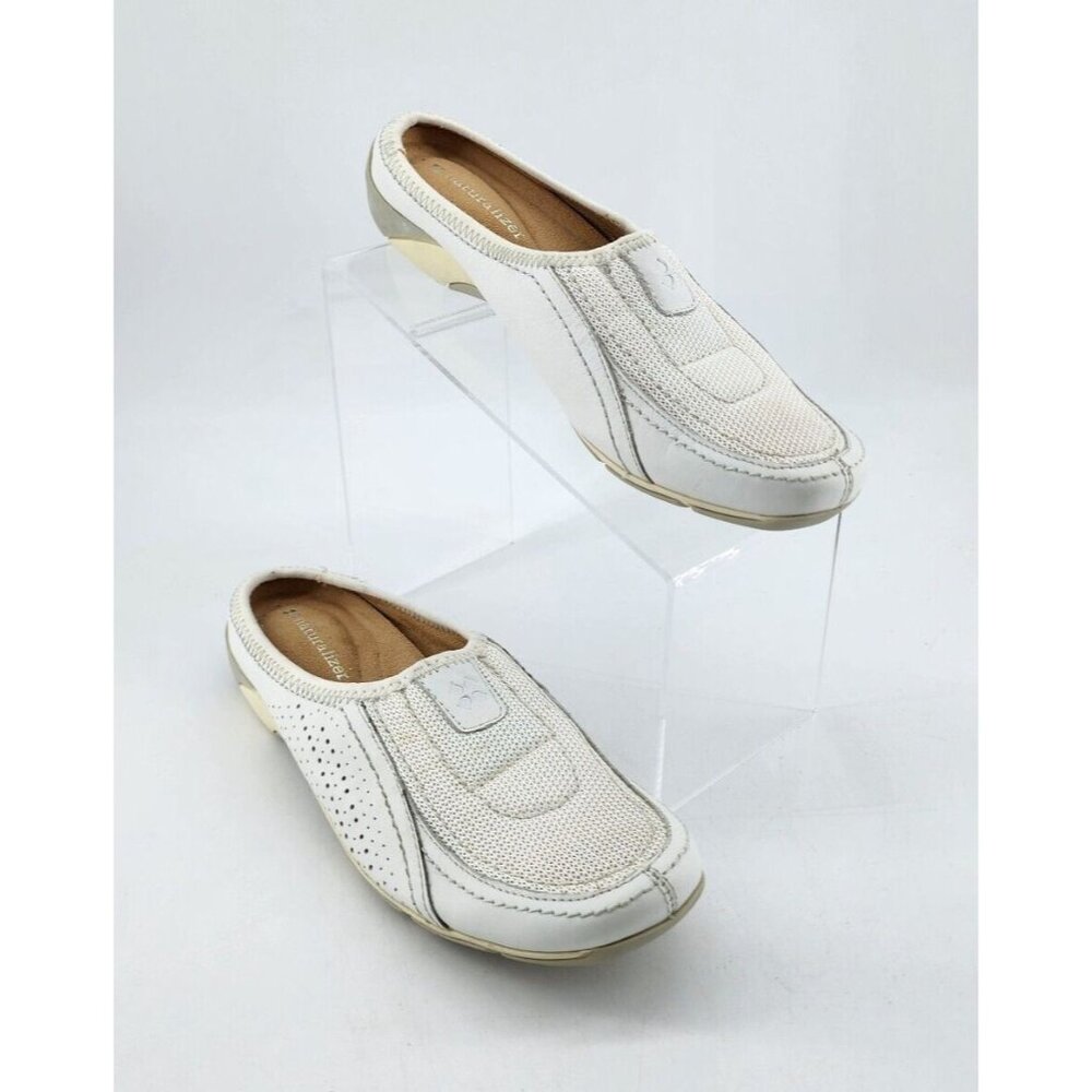 Naturalizer Women's Yaro Slip On Comfort Mule Shoes White Leather Size 8.5 M